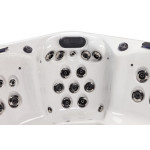 Wanna ogrodowa Jacuzzi z hydromasażem dla 5 osób LavaSpa 220x220cm 60 dysz 3 pompy system Balboa biała perła obudowa szara