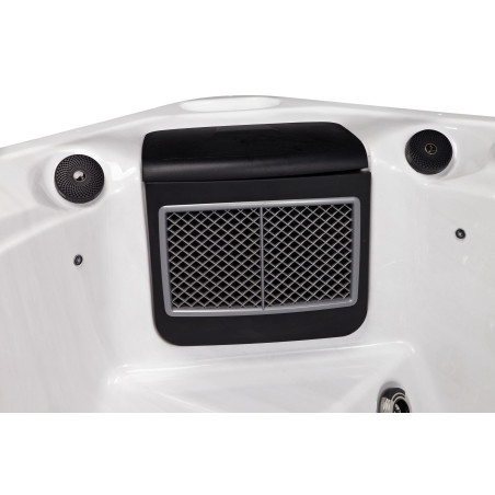 Wanna ogrodowa Jacuzzi z hydromasażem dla 5 osób LavaSpa 220x220cm 60 dysz 3 pompy system Balboa biała perła obudowa szara