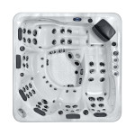 Wanna ogrodowa Jacuzzi z hydromasażem dla 6 osób LavaSpa 230x230cm 65 dysz 4 pompy system Balboa biały marmur obudowa czarna