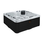 Wanna ogrodowa Jacuzzi z hydromasażem dla 6 osób LavaSpa 230x230cm 65 dysz 4 pompy system Balboa biały marmur obudowa czarna