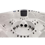 Wanna ogrodowa Jacuzzi z hydromasażem dla 6 osób LavaSpa 230x230cm 65 dysz 4 pompy system Balboa biały marmur obudowa czarna