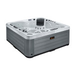 Wanna ogrodowa Jacuzzi z hydromasażem dla 6 osób LavaSpa 230x230cm 65 dysz 4 pompy system Balboa biały marmur obudowa szara