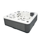 Wanna ogrodowa Jacuzzi z hydromasażem dla 5 osób LavaSpa 230x230cm 65 dysz 4 pompy system Balboa biały marmur obudowa szara