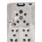 Wanna ogrodowa Jacuzzi z hydromasażem dla 5 osób LavaSpa 230x230cm 65 dysz 4 pompy system Balboa biały marmur obudowa szara