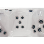 Wanna ogrodowa Jacuzzi z hydromasażem dla 5 osób LavaSpa 230x230cm 65 dysz 4 pompy system Balboa biały marmur obudowa szara