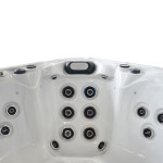 Wanna ogrodowa Jacuzzi z hydromasażem dla 5 osób LavaSpa 210x210cm 54 dysze 3 pompy system Balboa biały marmur obudowa szara